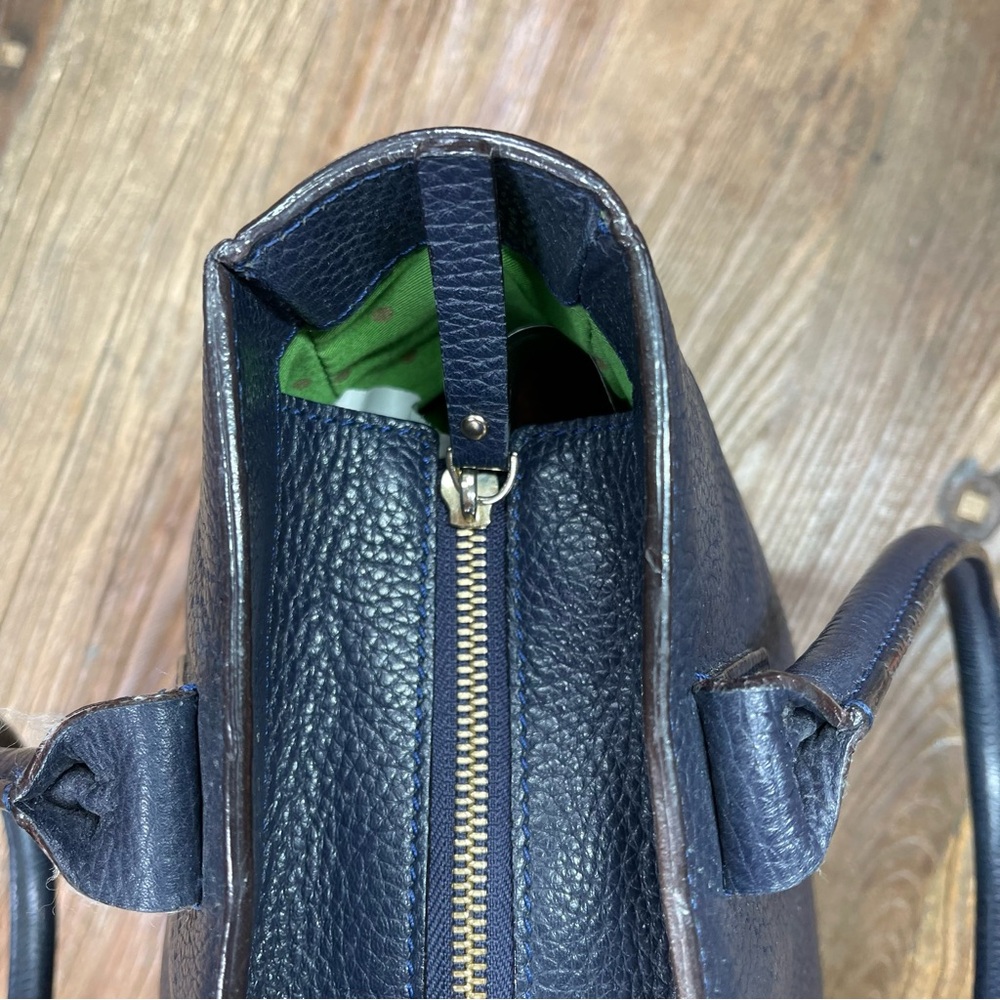 Kate Spade Navy Blue Perforated Pebbled Leather Satchel Shoulder Handbag - Picture 11 of 15